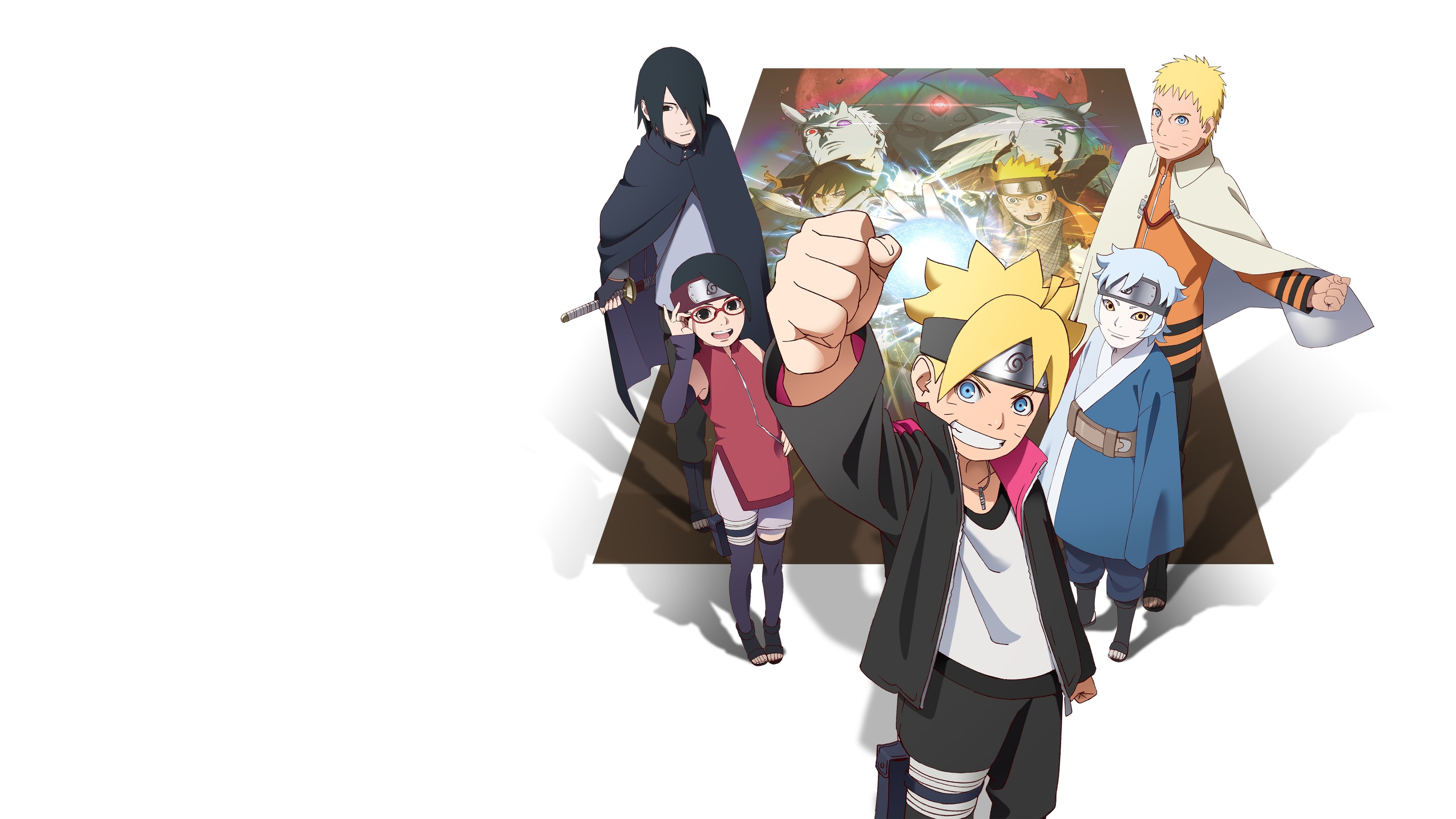 Boruto Uzumaki, Sarada Uchiha, Mitsuki, Adult Sasuke Uchiha, Seventh Hokage Naruto Uzumaki, 4K Desktop wallpaper