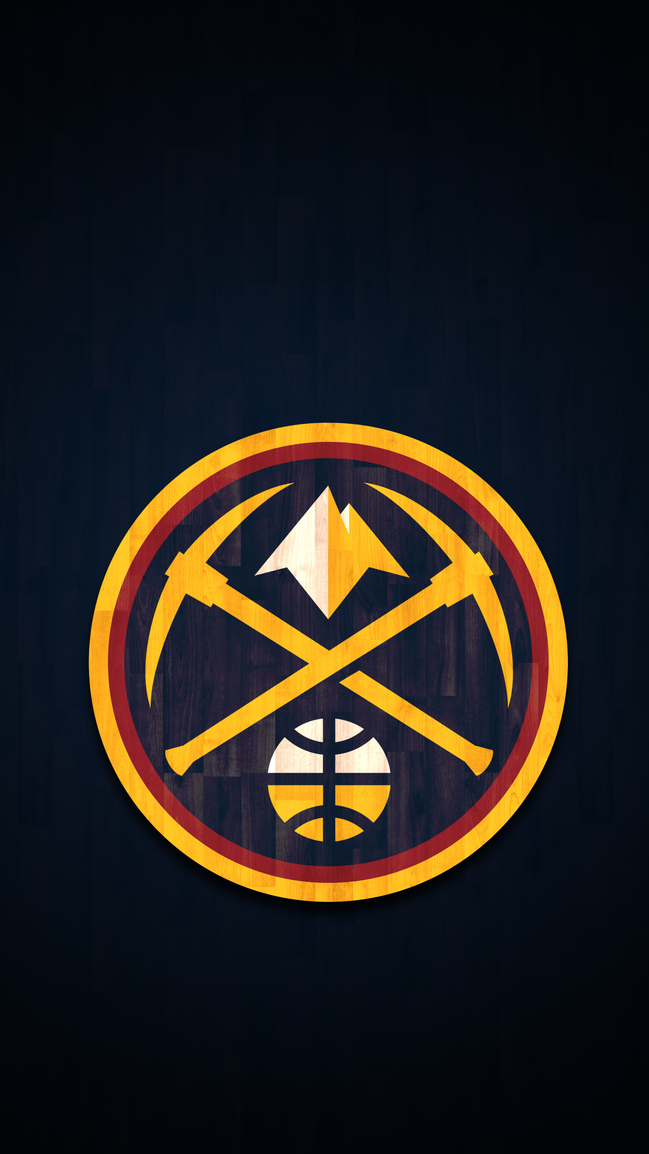 Denver Nuggets logo, Crossed golden pickaxes emblem, NBA, 4K Phone wallpaper