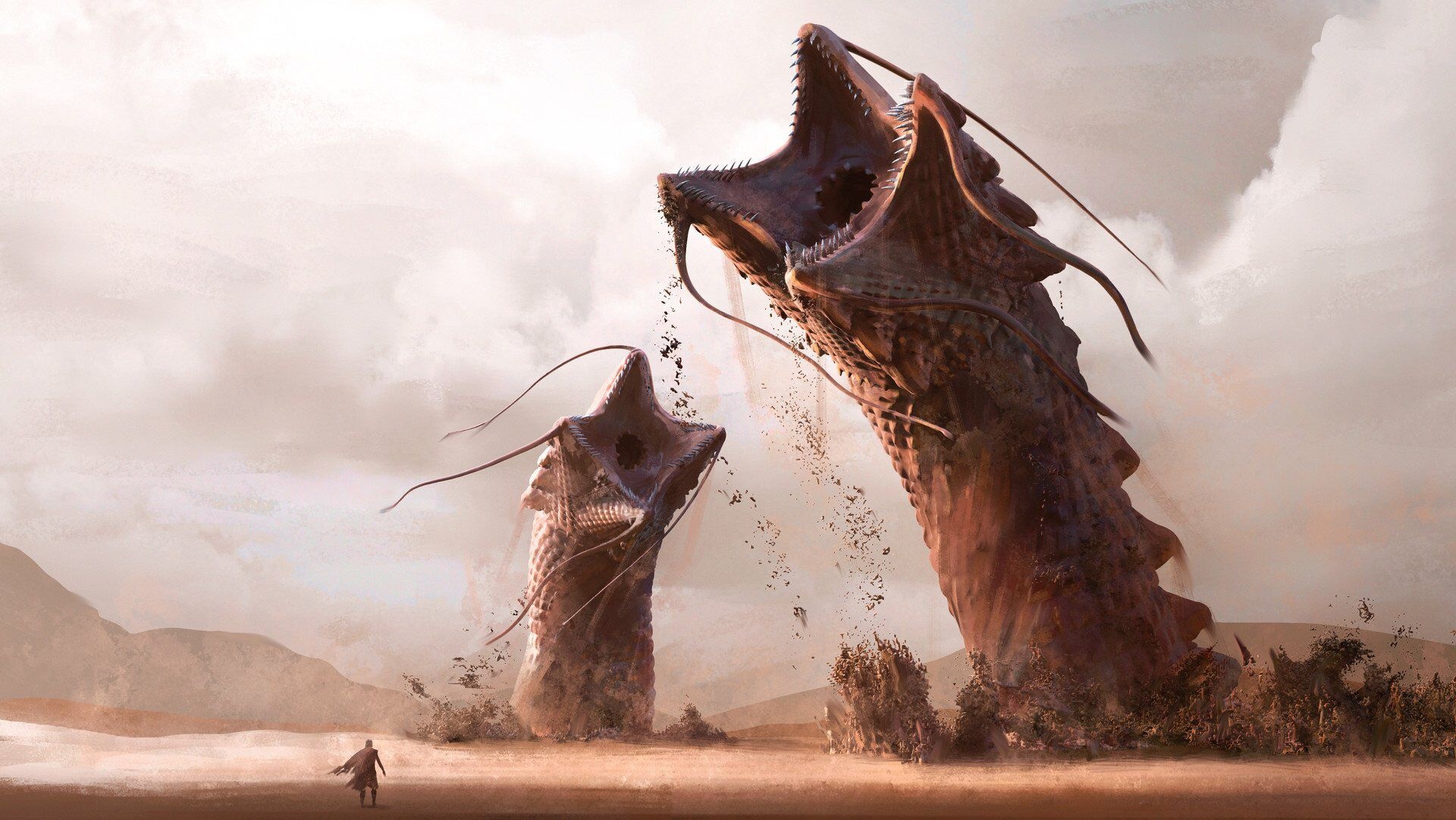 Dune sandworms, Size of Empire State Building, Apocalypse, 1920x1090 HD Desktop