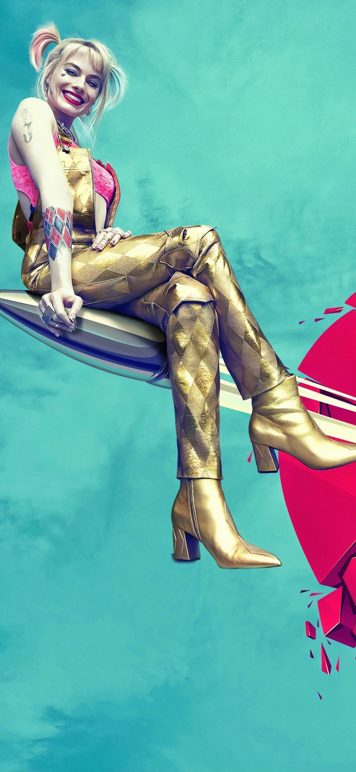 Harley Quinn, Vibrant iPhone wallpapers, Character illustration, Comic-inspired, 1250x2690 HD Phone