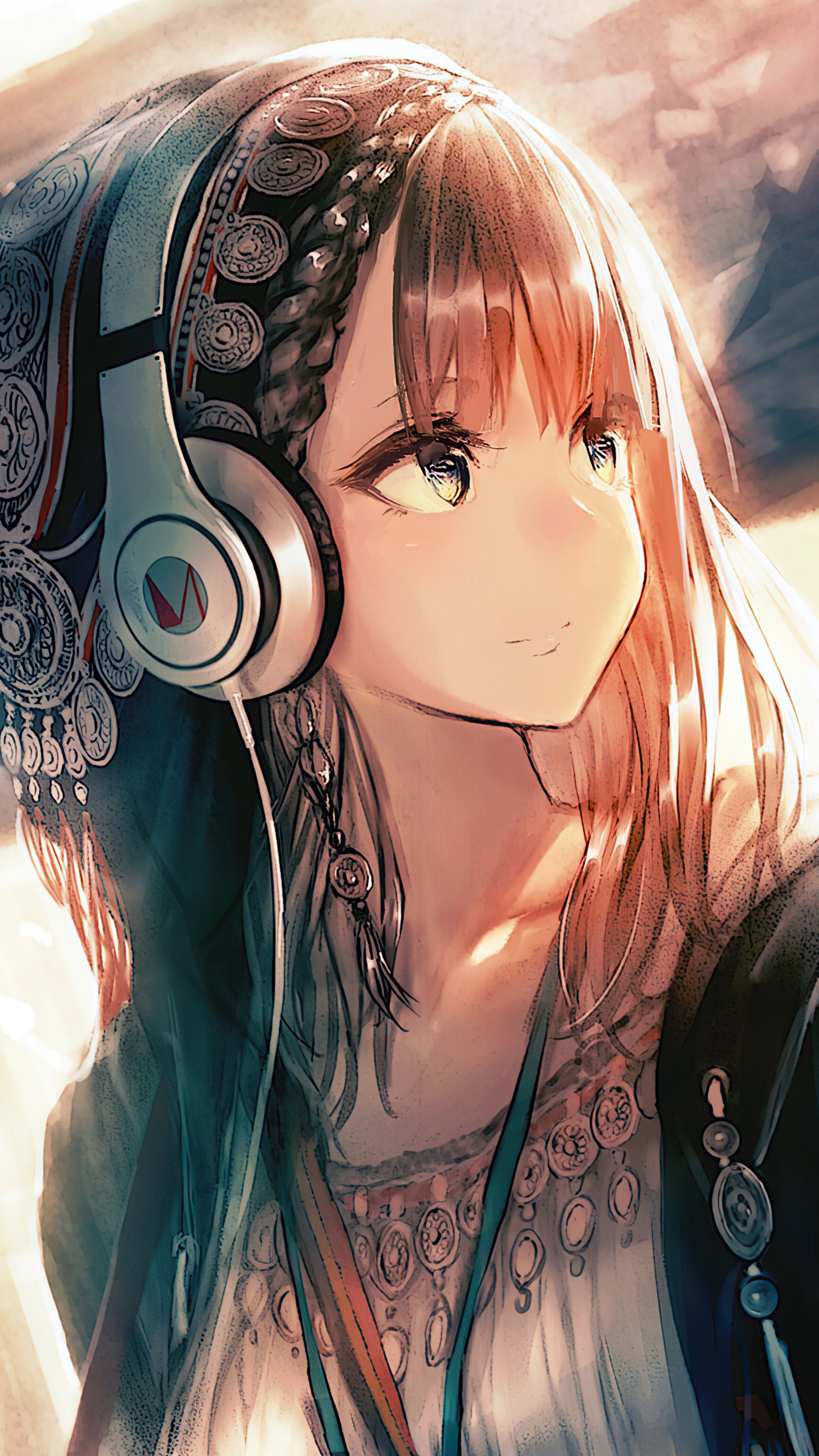Anime girl headphones, Sony Xperia X XZ Z5 Premium, Anime, 2160x3840 4K Phone