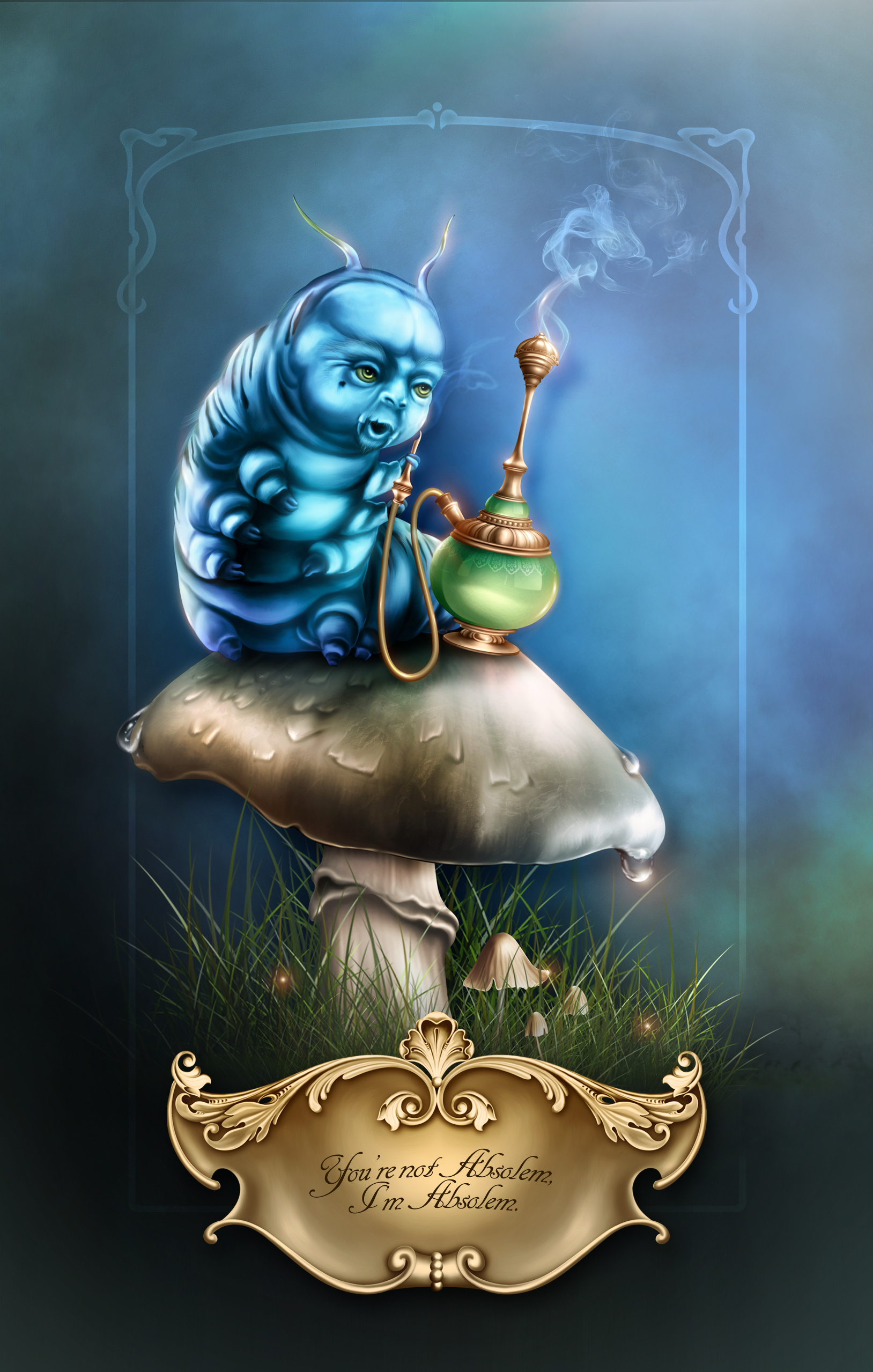 Blue Caterpillar, Alice in Wonderland, Grinsekatze, Wunderland, 1630x2560 HD Phone