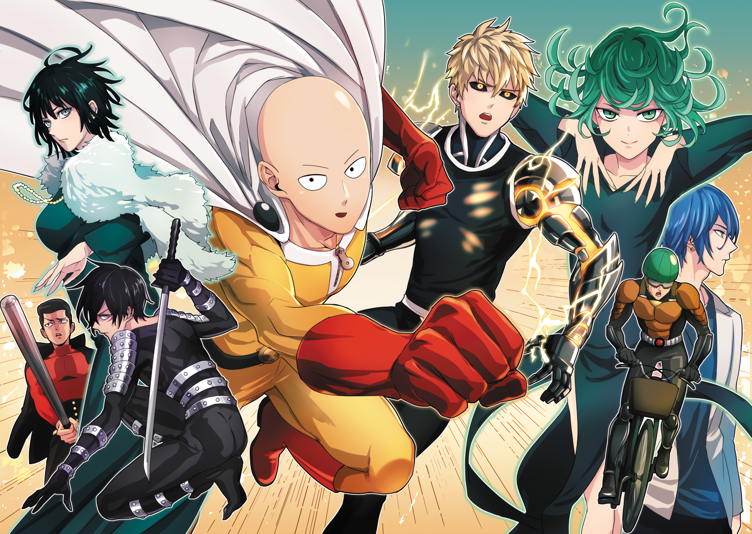 Saitama, Genos, Tatsumaki, Fubuki, Speed-o'-Sound Sonic, HD Desktop wallpaper