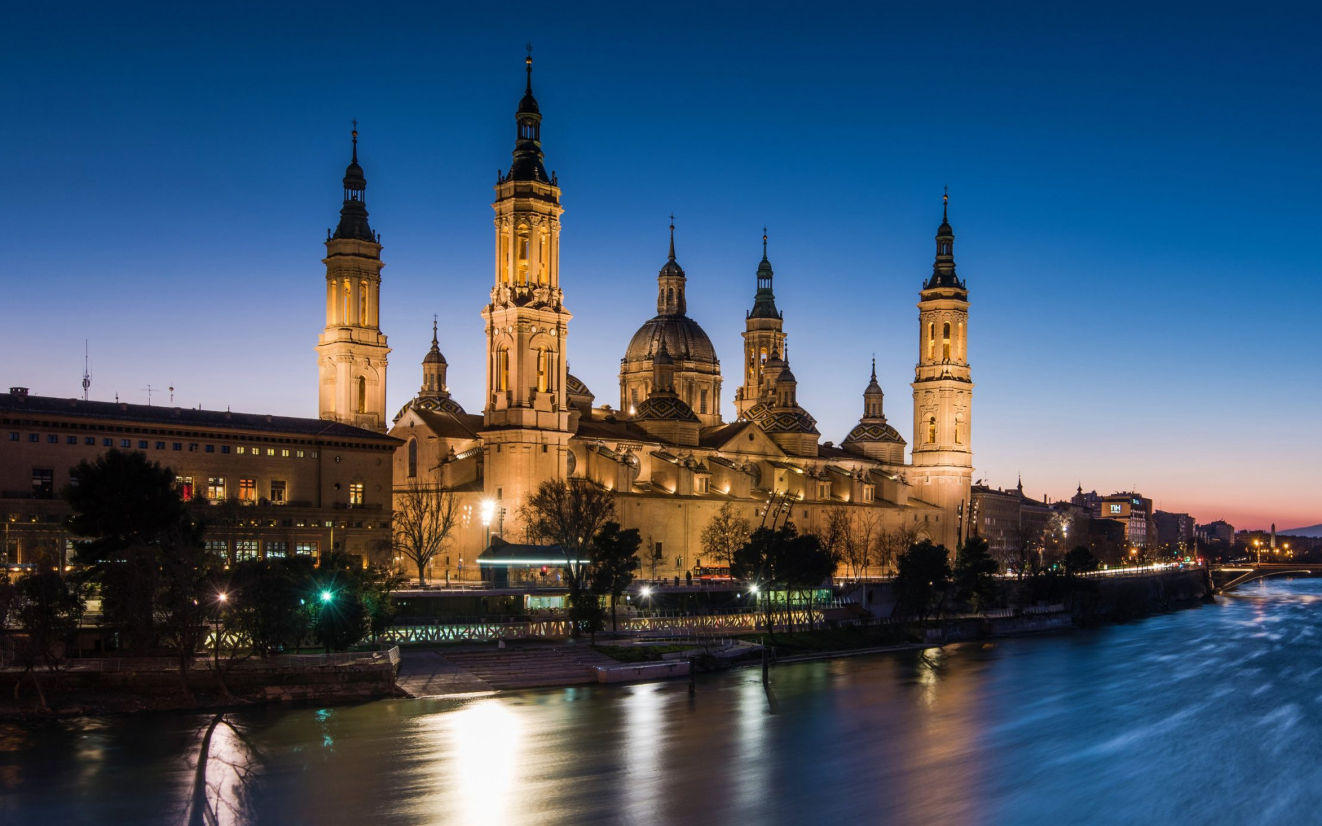Ebro River, Spain, Pilar Zaragoza, Sunsets, 1920x1200 HD Desktop