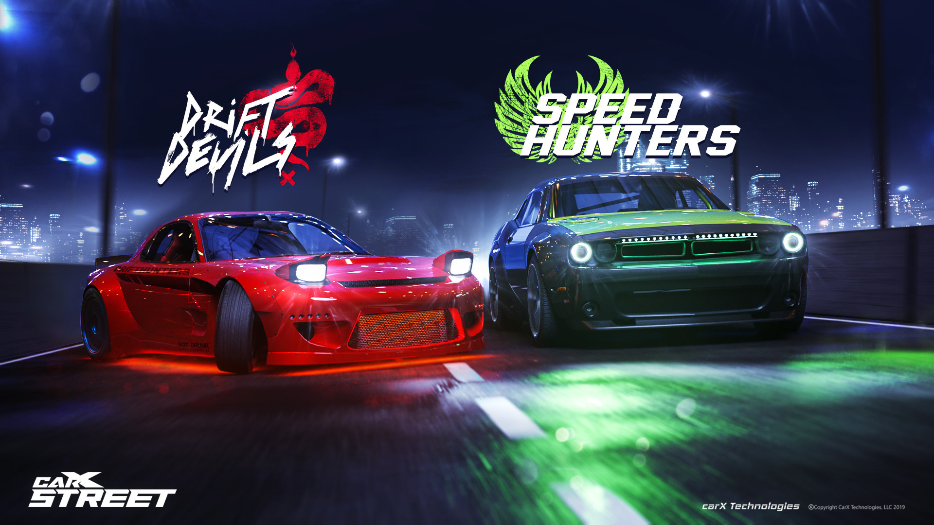 Mazda RX-7 and Dodge Challenger, CarX Street (Game) Wallpaper, 1920x1080 Full HD Desktop