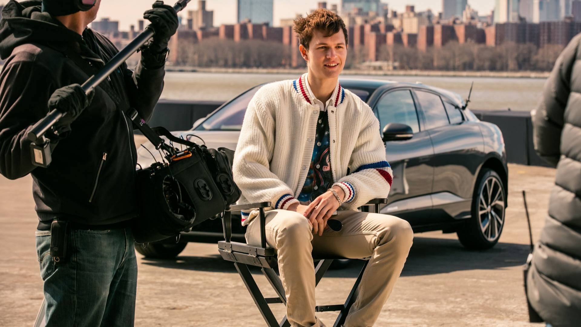 Ansel Elgort, Baby Driver, Exercise, Jaguar I Pace, 1920x1080 Full HD Desktop