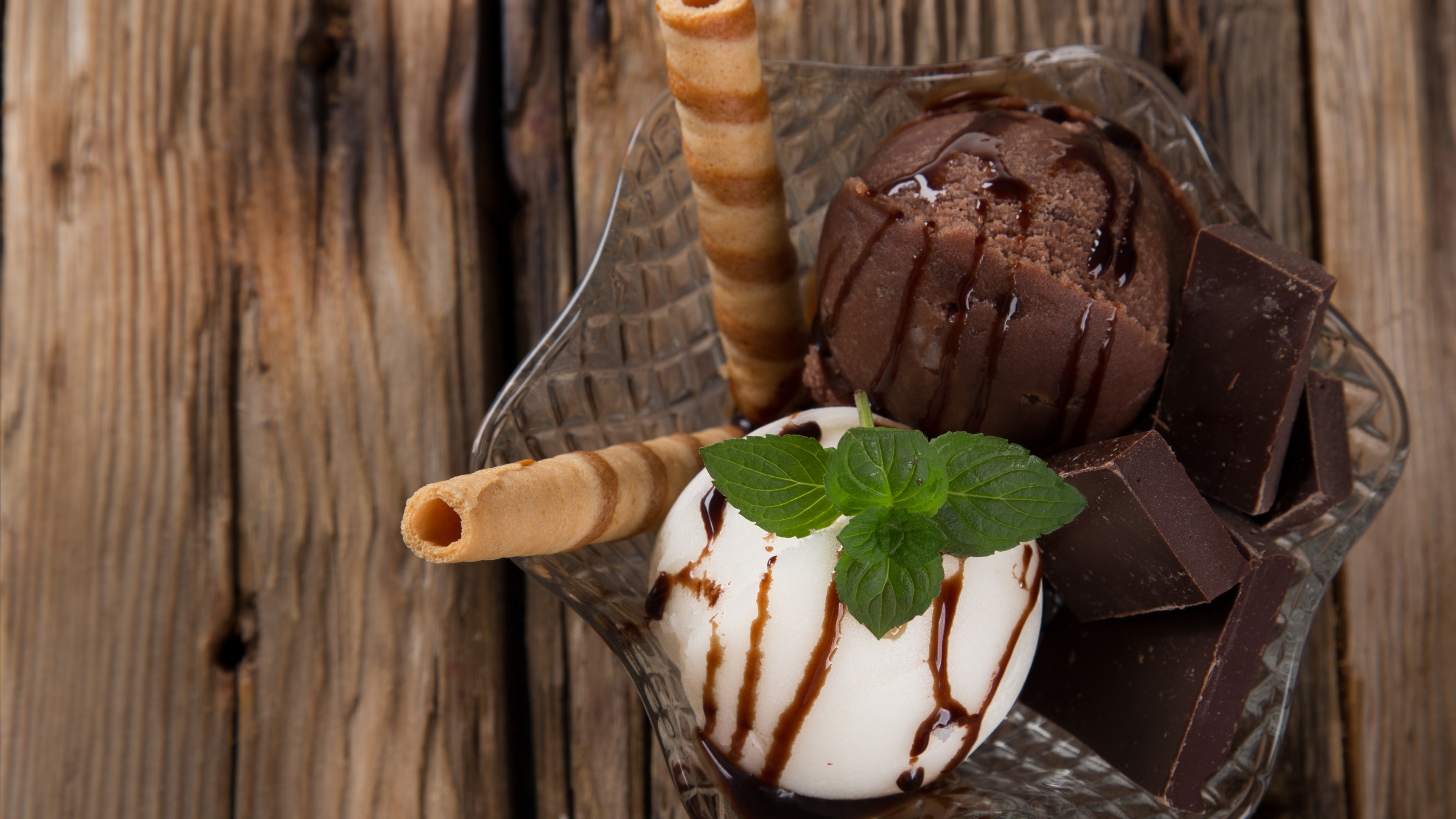 Chocolate and vanilla, Gelato Wallpaper, 3840x2160 4K Desktop