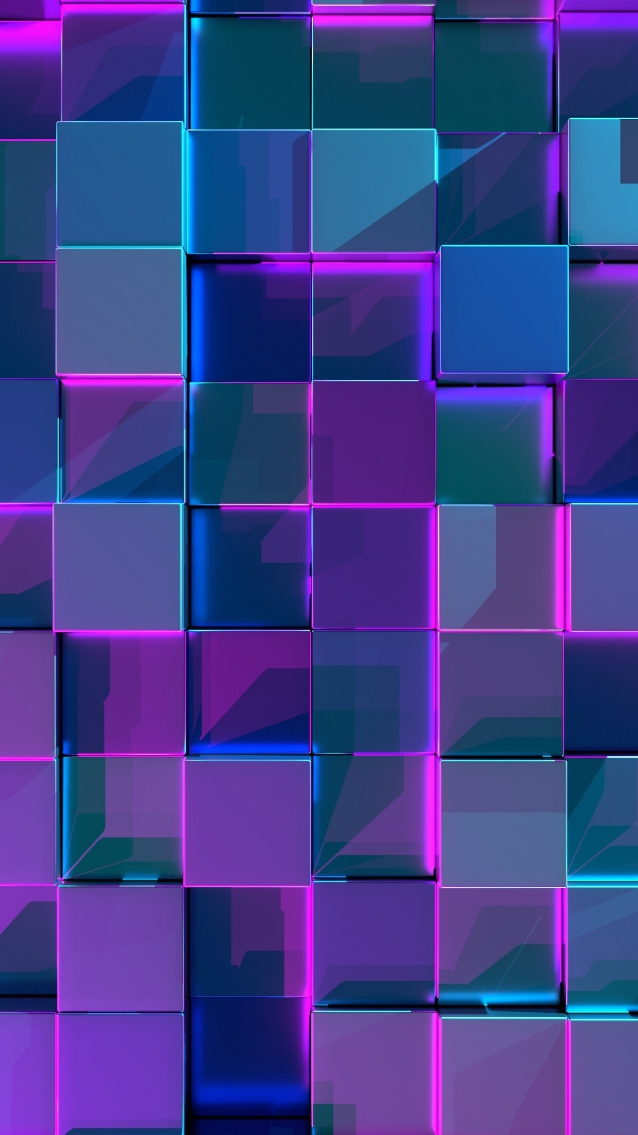 Geometric Abstract, 3D cubes, Neon background, Abstract art, 1250x2210 HD Phone