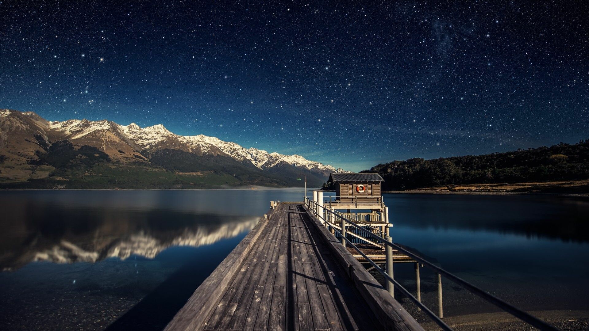 Night sky, Our choice night sky stars, Mountain bridge, Celestial wonders, 1920x1080 Full HD Desktop