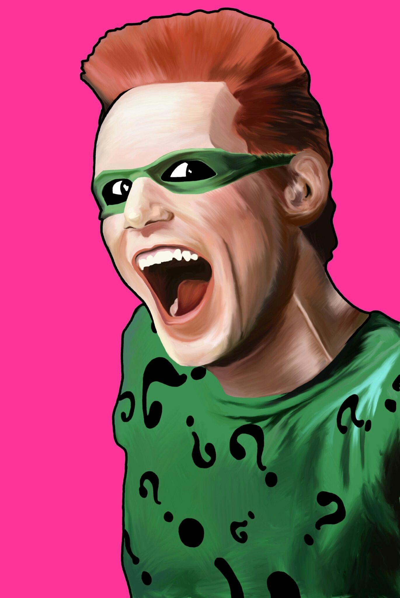 Jim Carrey, The Riddler, Batman Forever, Painting, 1370x2050 HD Phone