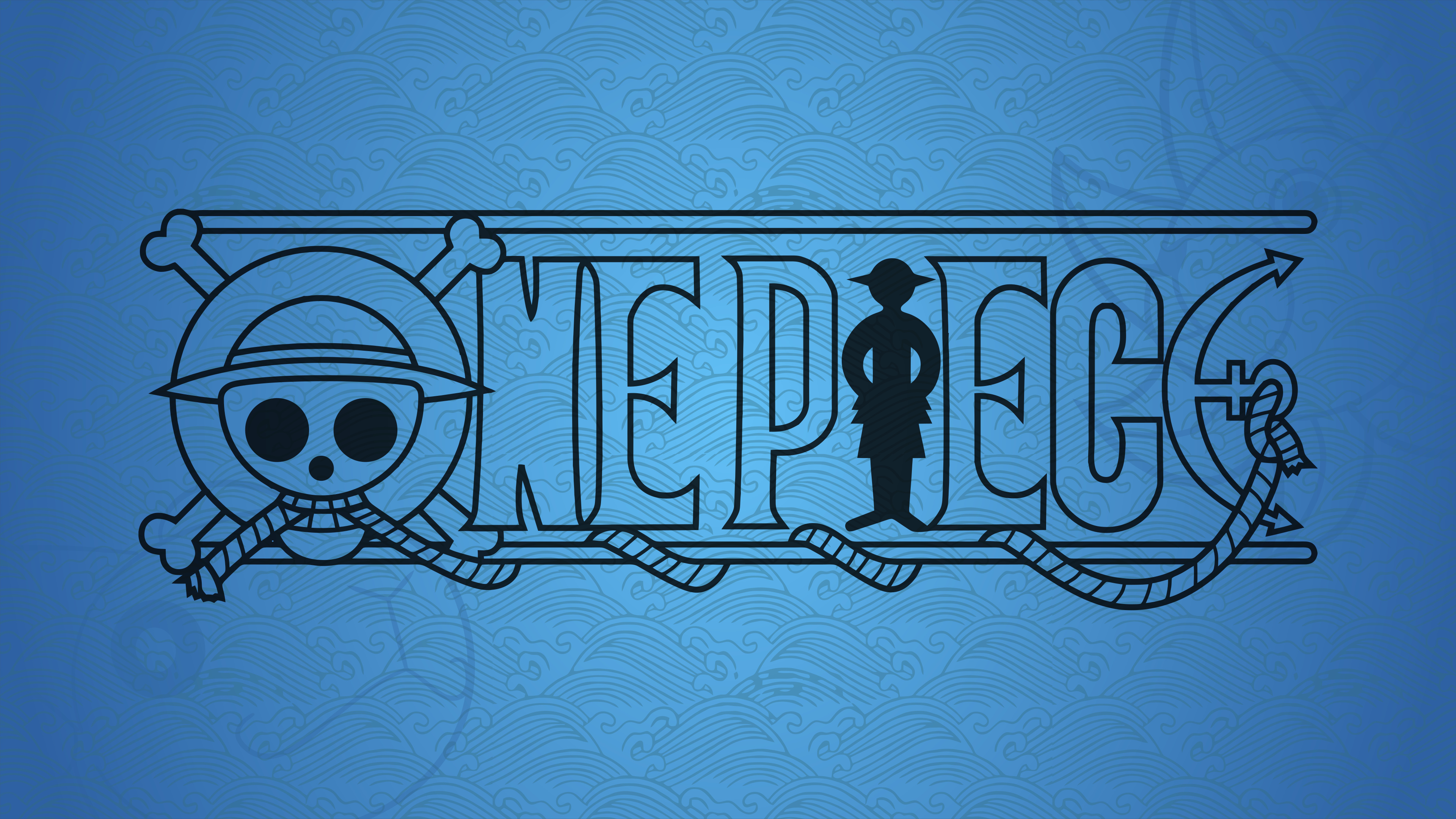 One Piece logo, Straw Hat Jolly Roger, Monkey D. Luffy silhouette, 4K Desktop wallpaper