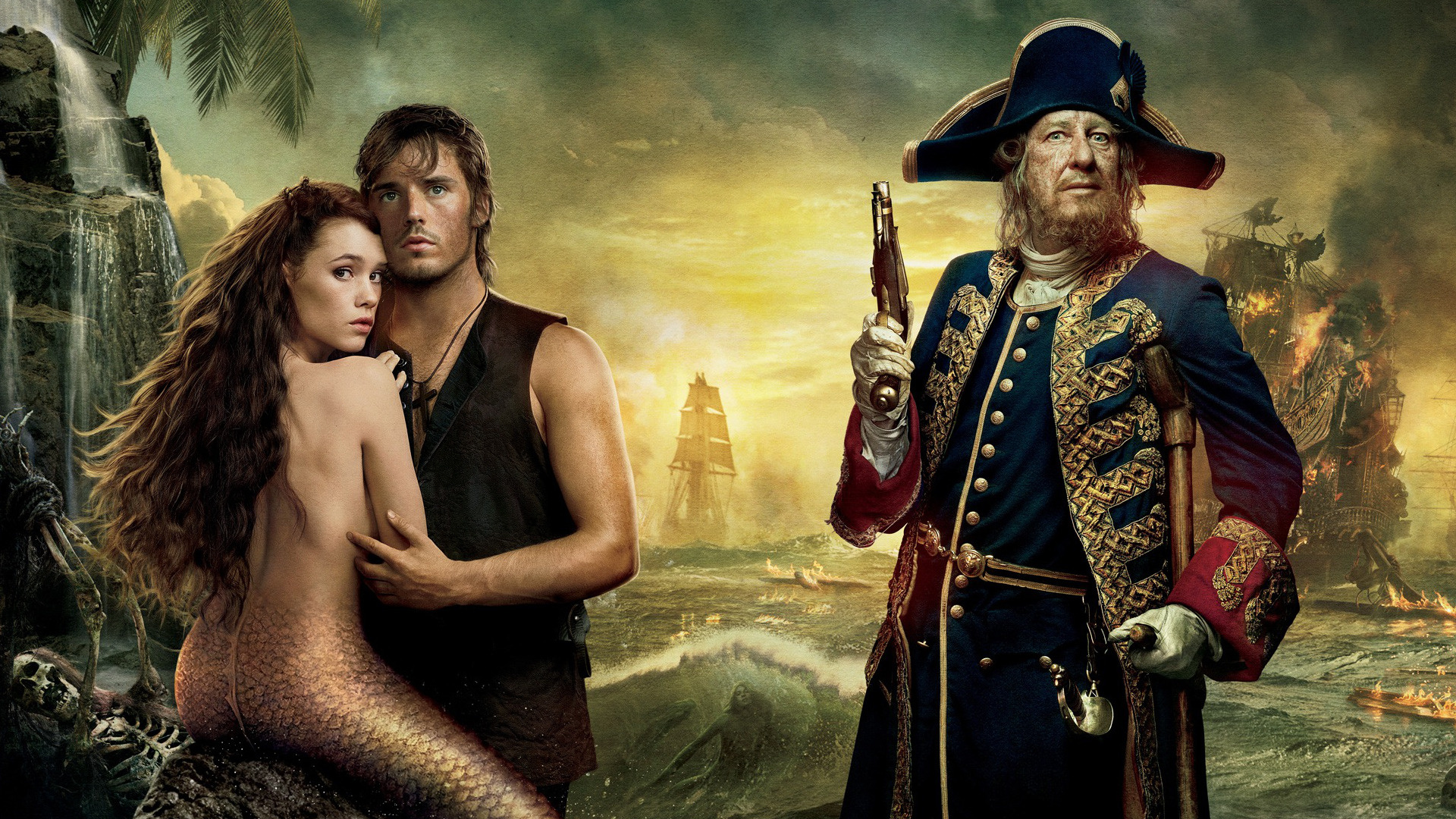 Hector Barbossa, Astrid Berges Frisbey, Sam Claflin, Philip, Pirates of the Caribbean, 1920x1080 Full HD Desktop
