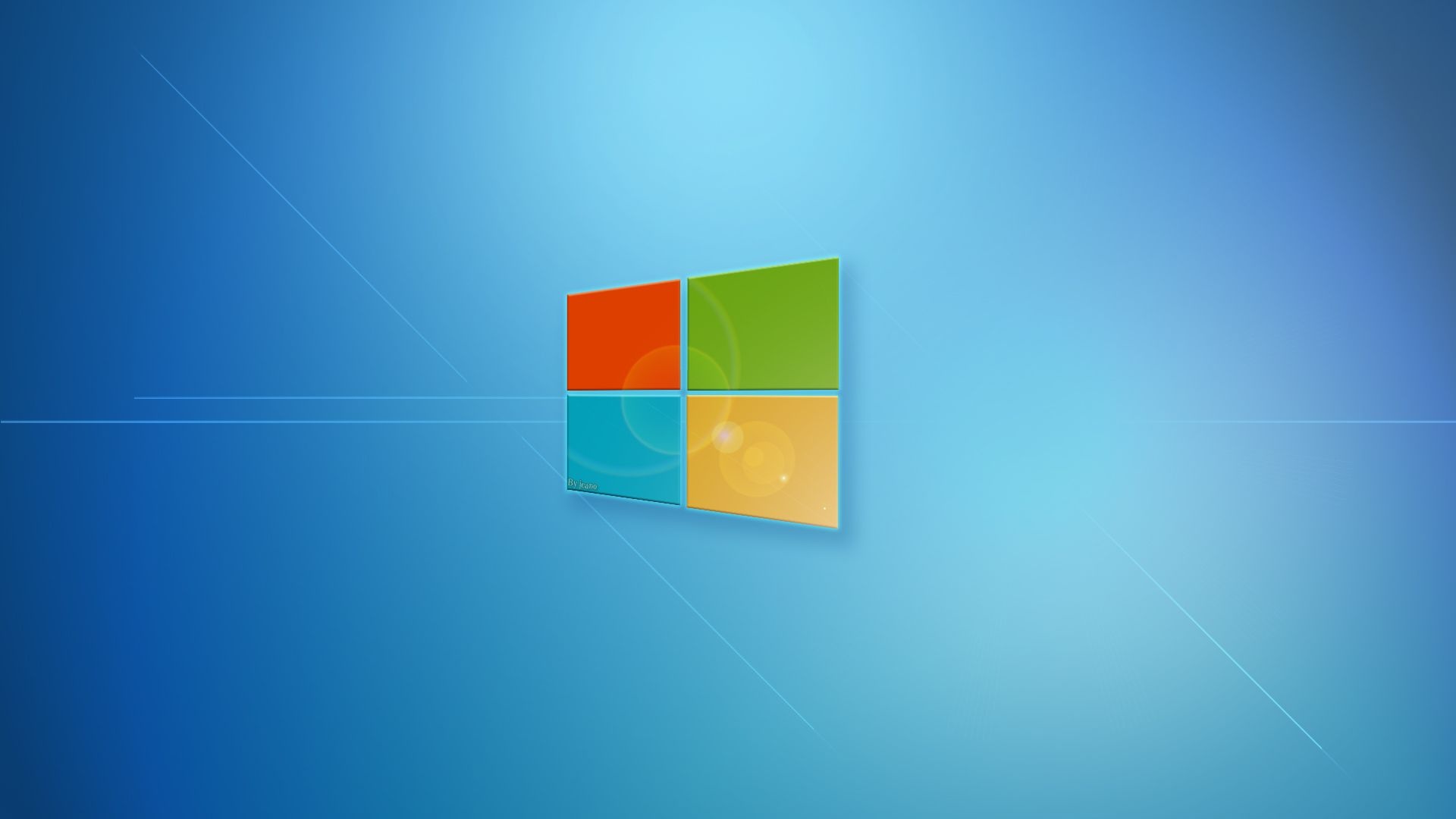 Microsoft Windows logo, lens flare effect, blue light streaks, Full HD Desktop wallpaper