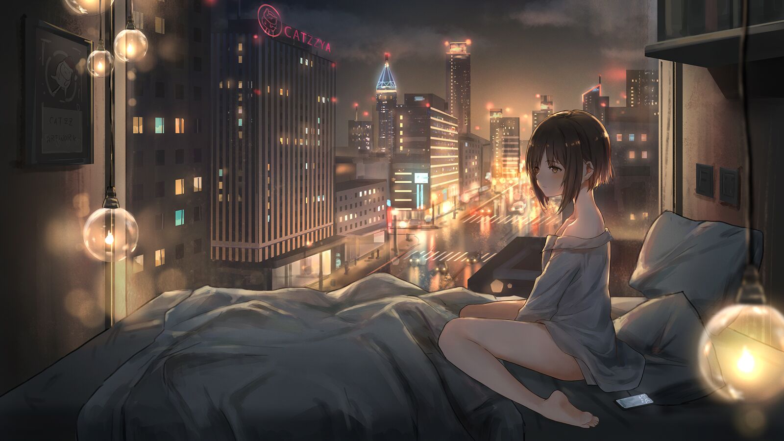 Anime Girl On Bed