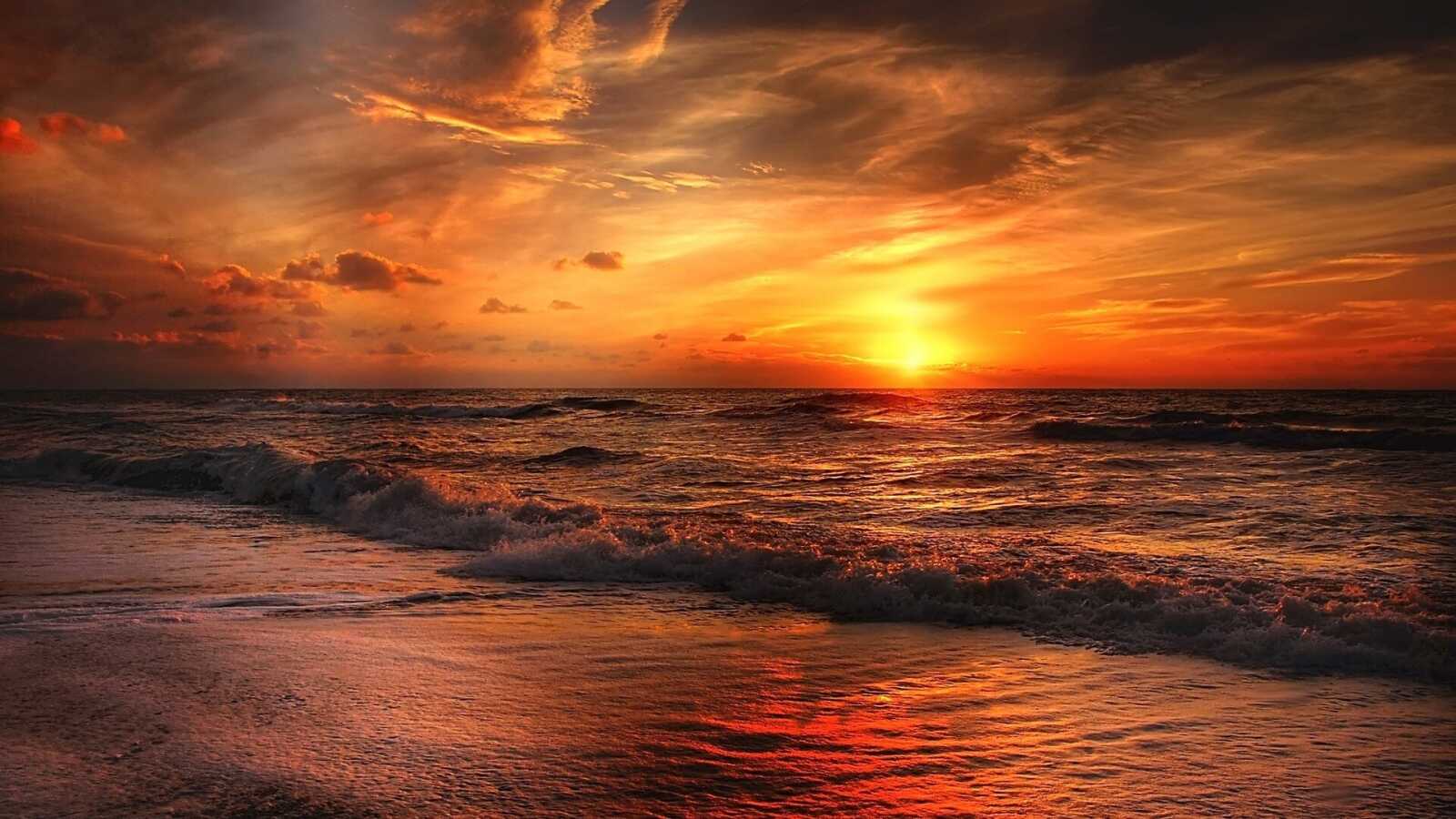 Fiery Orange Sunset Clouds