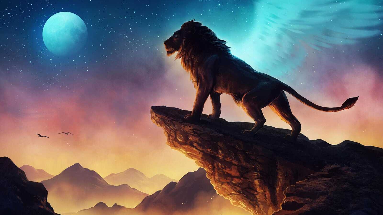Fantasy Lion On Cliff