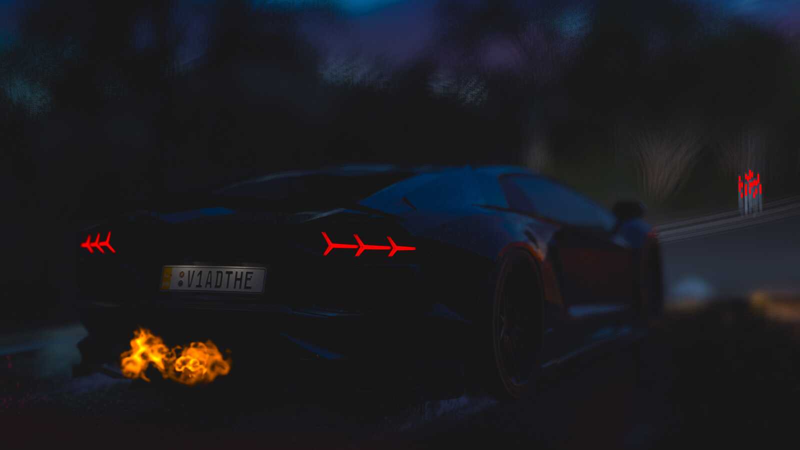 Aventador Rear At Night