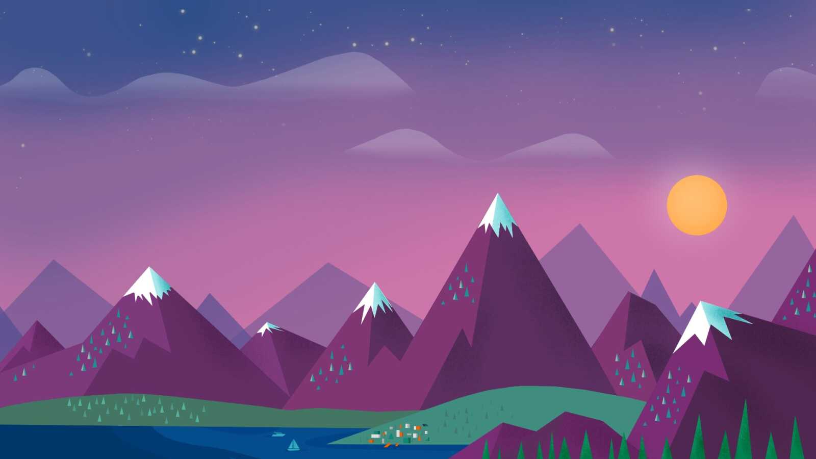Snow-Capped Purple Mountains