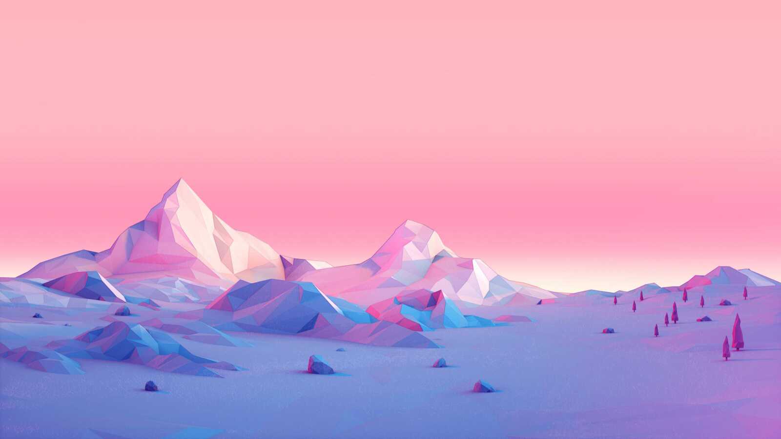 Low-Poly Pink Mountains