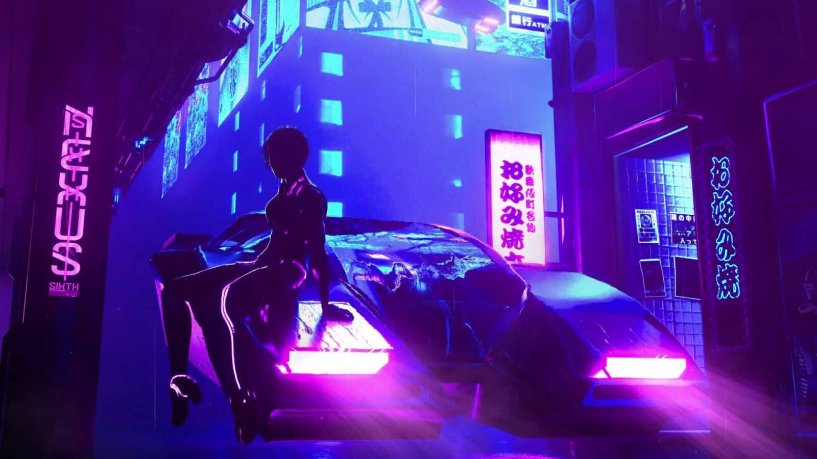 Figure Sitting On Sports Car