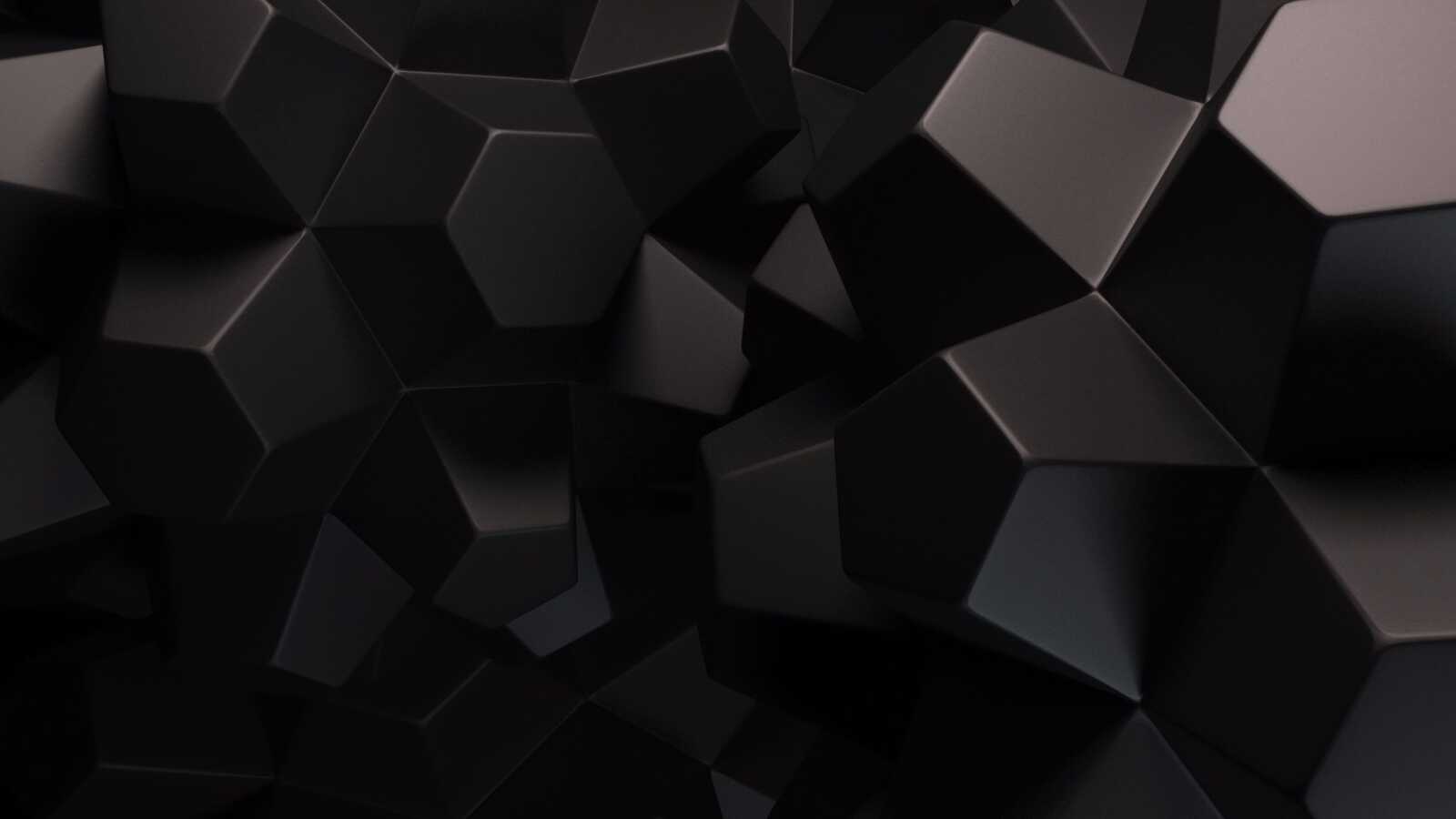 Black 3D Geometric Polygons