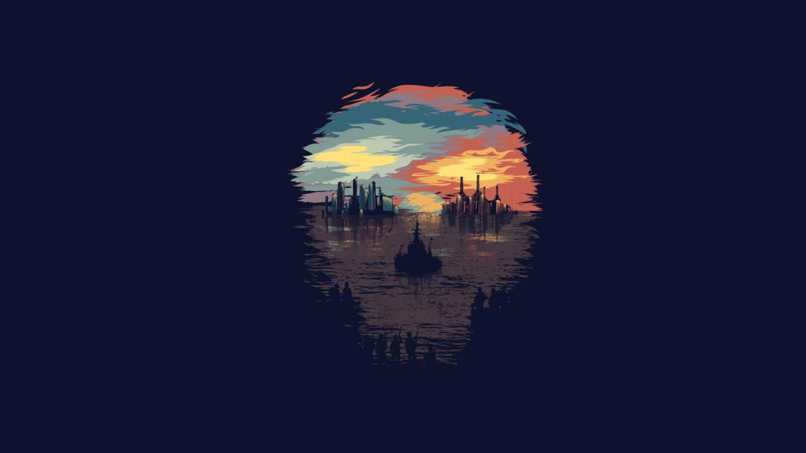 Circular Harbor Cityscape