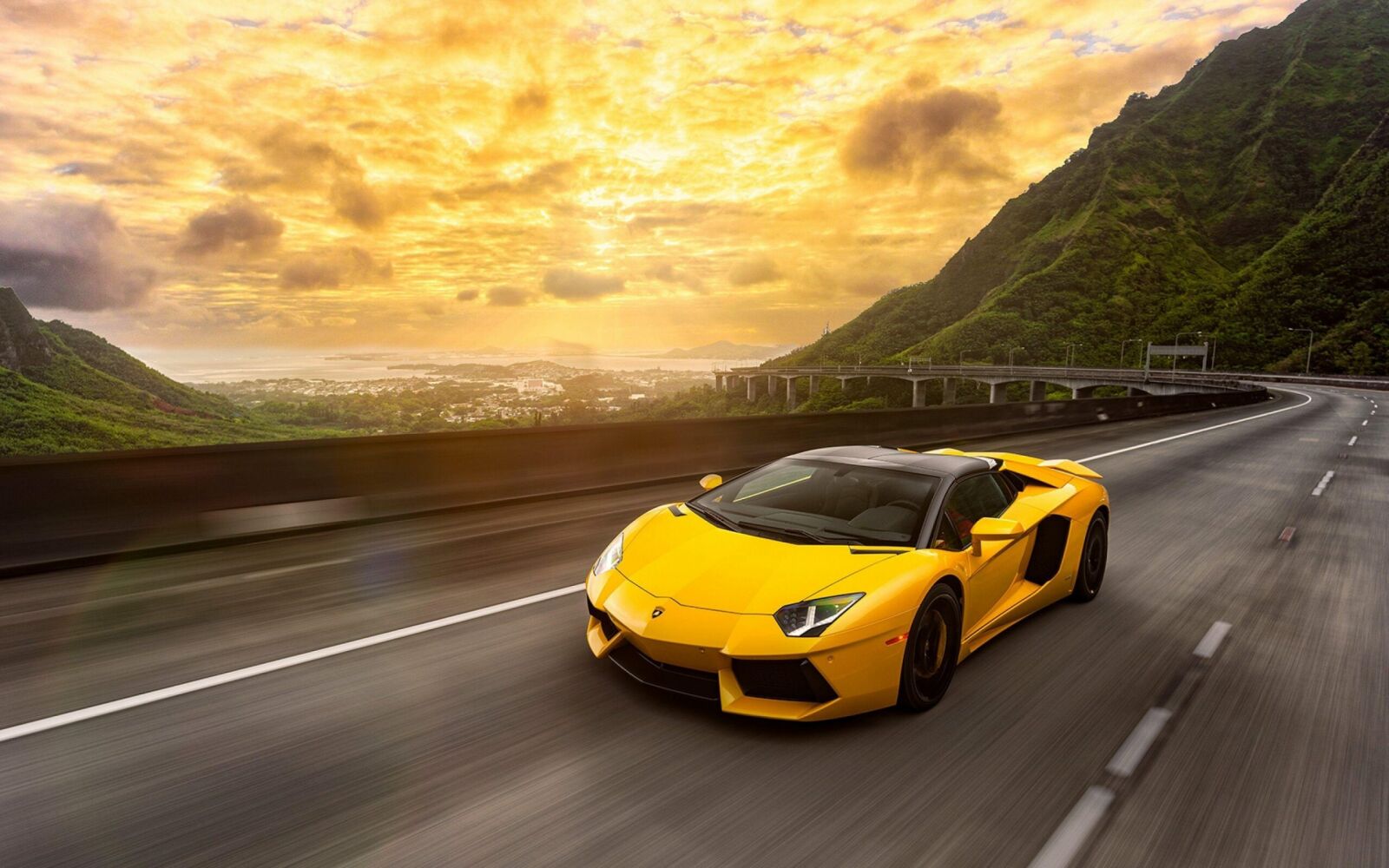 Yellow Aventador Roadster