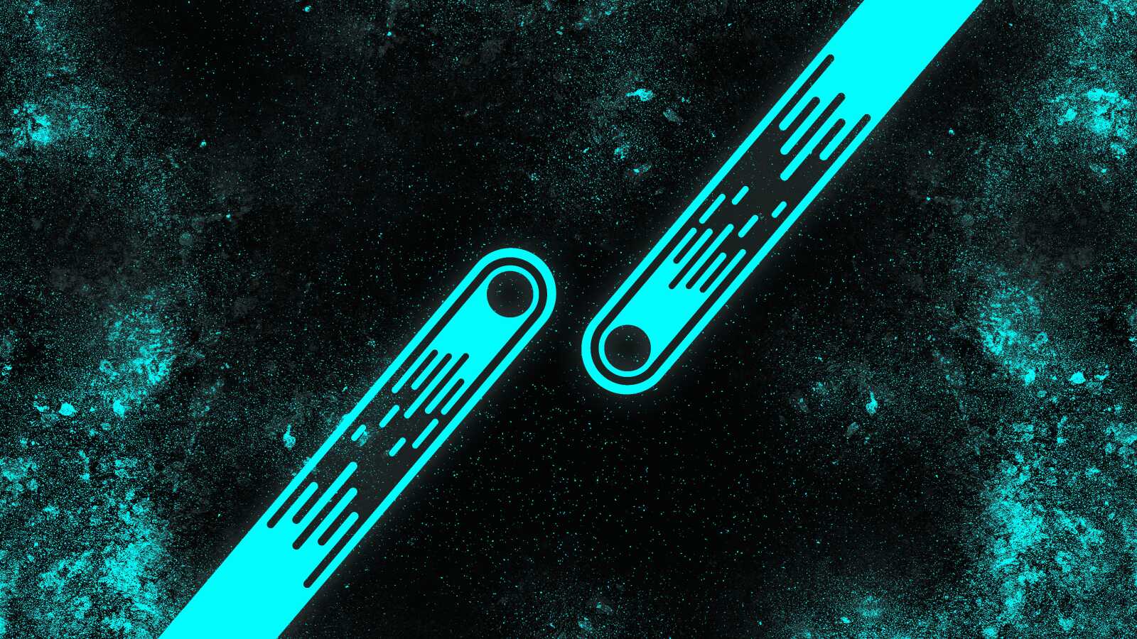 Cyan Neon Comet Shapes