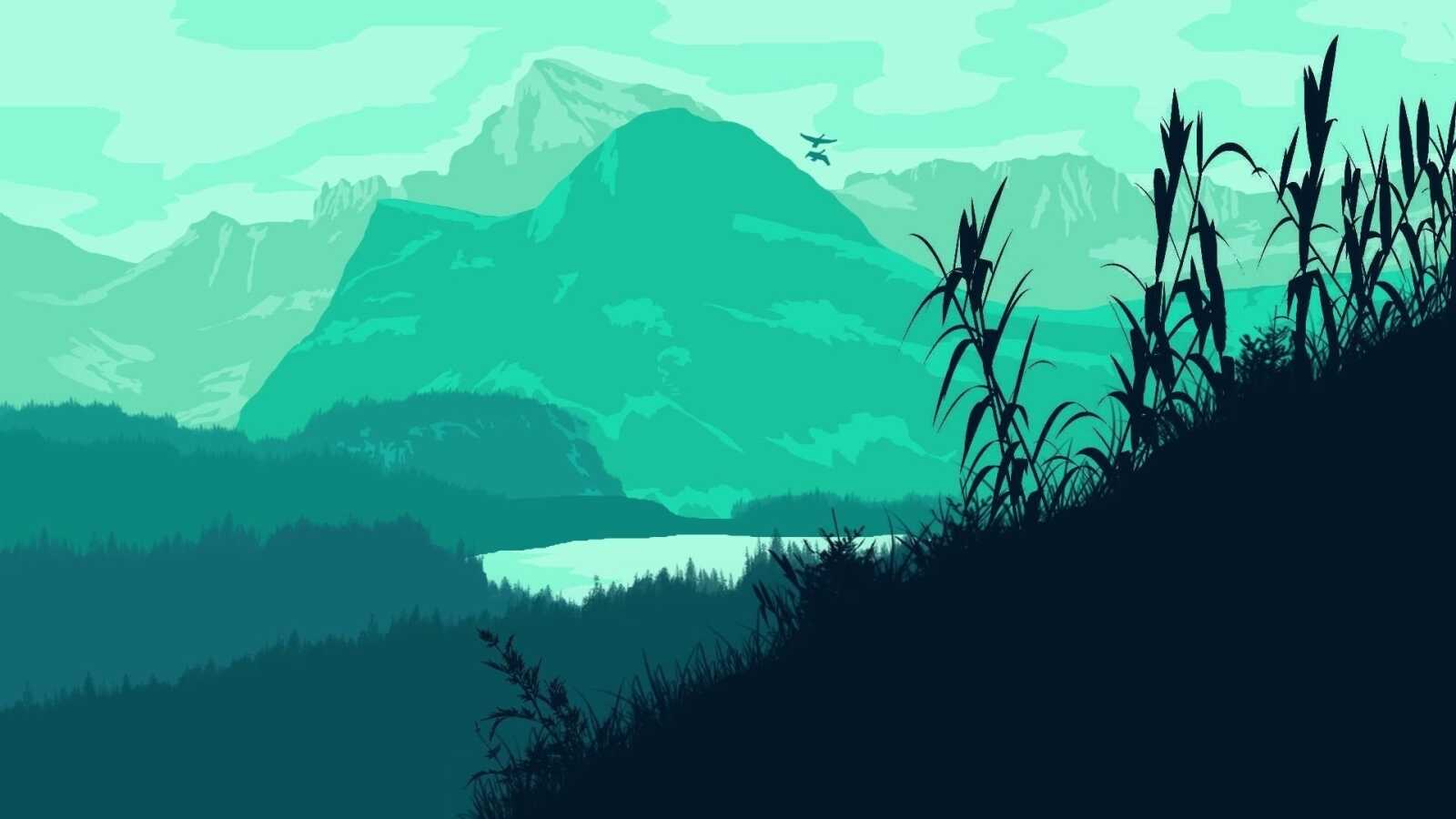 Flat-Design Mountain Landscape
