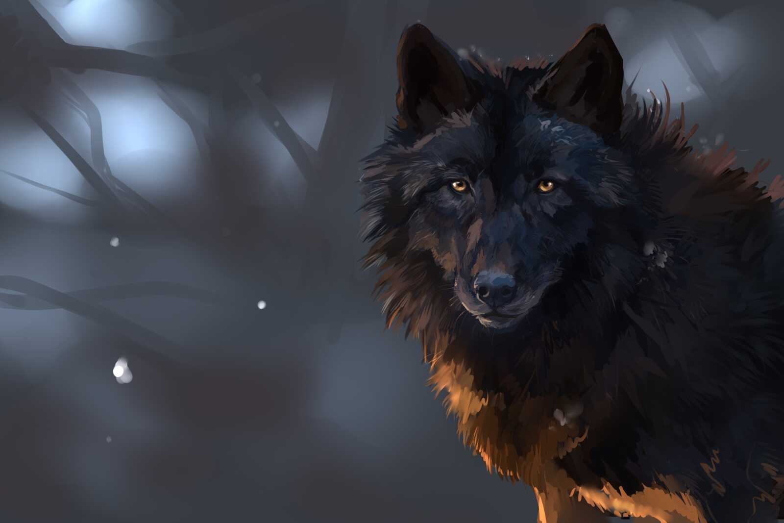 Black Wolf Portrait