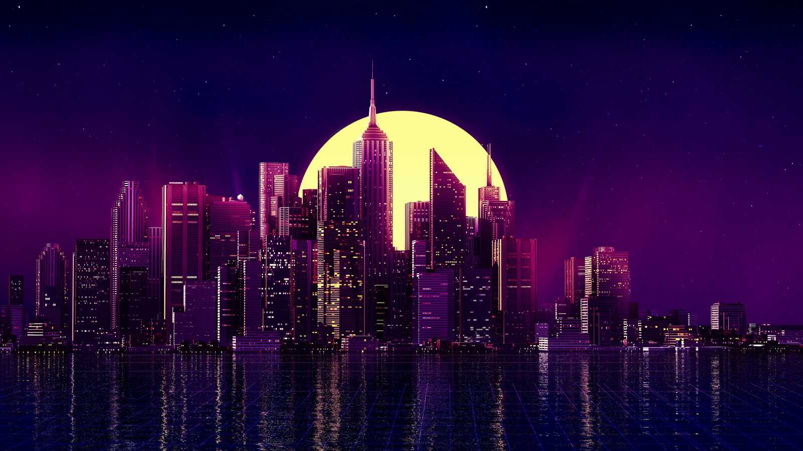 Desktop 4K Neon Skyline - Neon Skyline & Cityscape