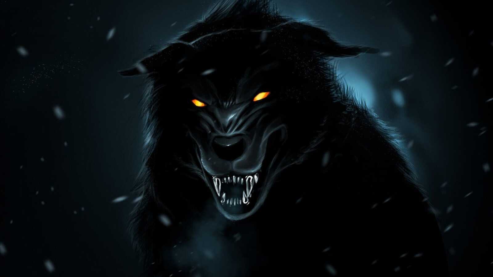 Snarling Black Wolf