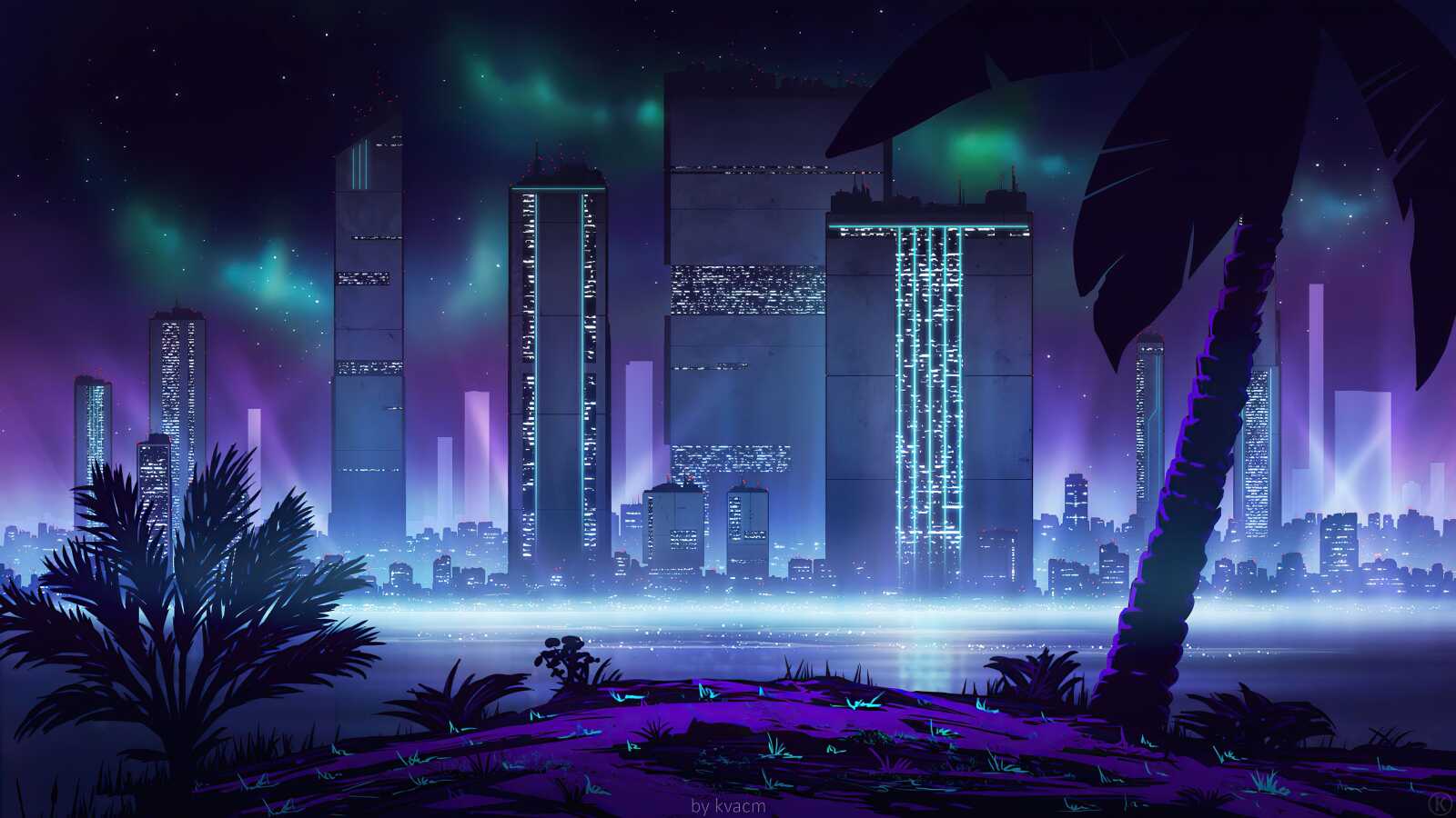 Desktop 4K Neon Skyline - Neon Skyline & Cityscape