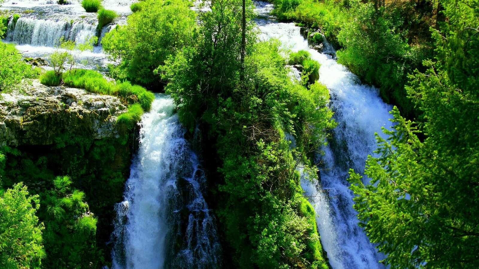Twin Cascading Waterfalls