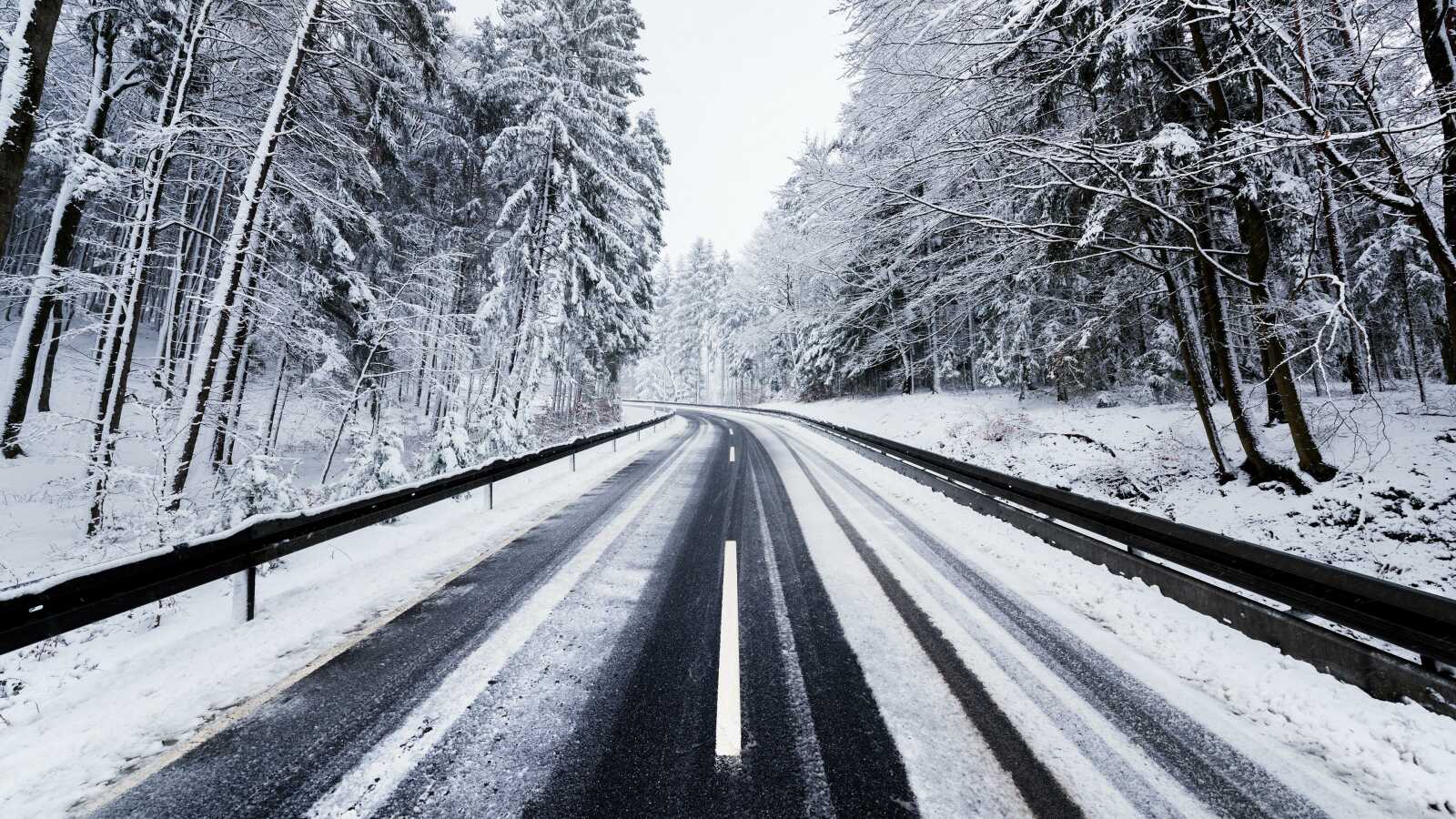 Snow-Covered Forest Road
