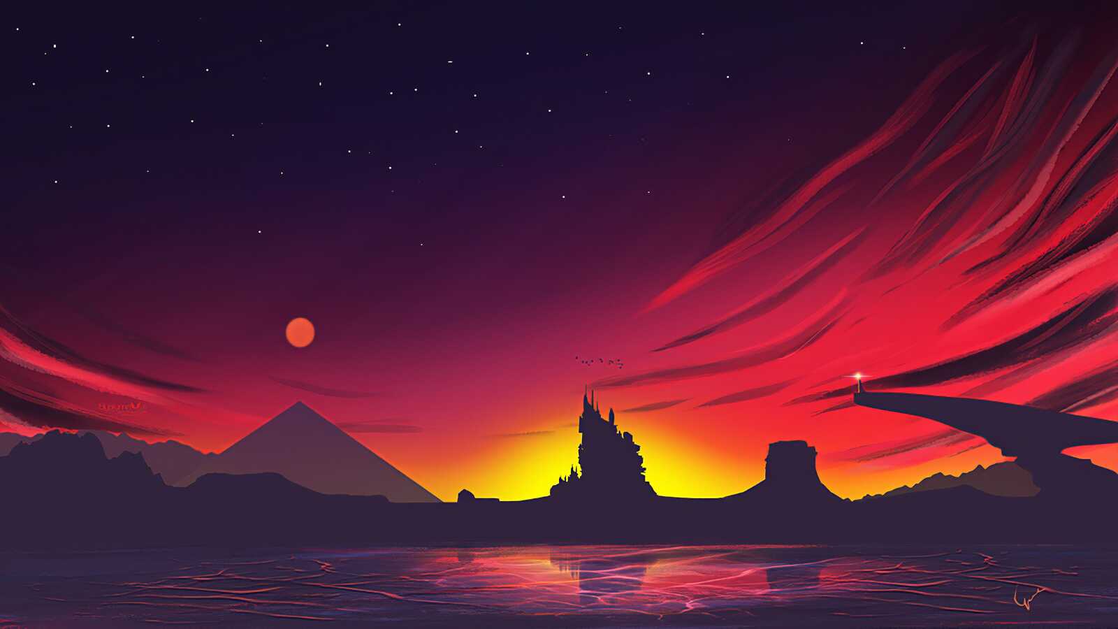 Silhouetted Fantasy Castle