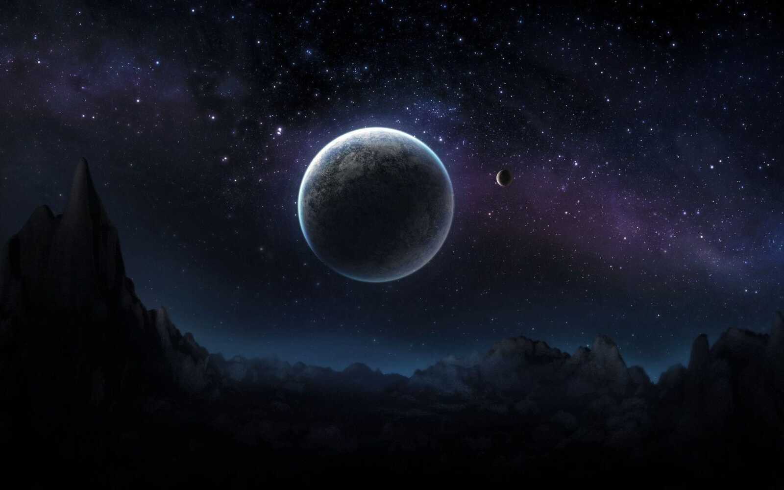 Planet Over Alien Terrain