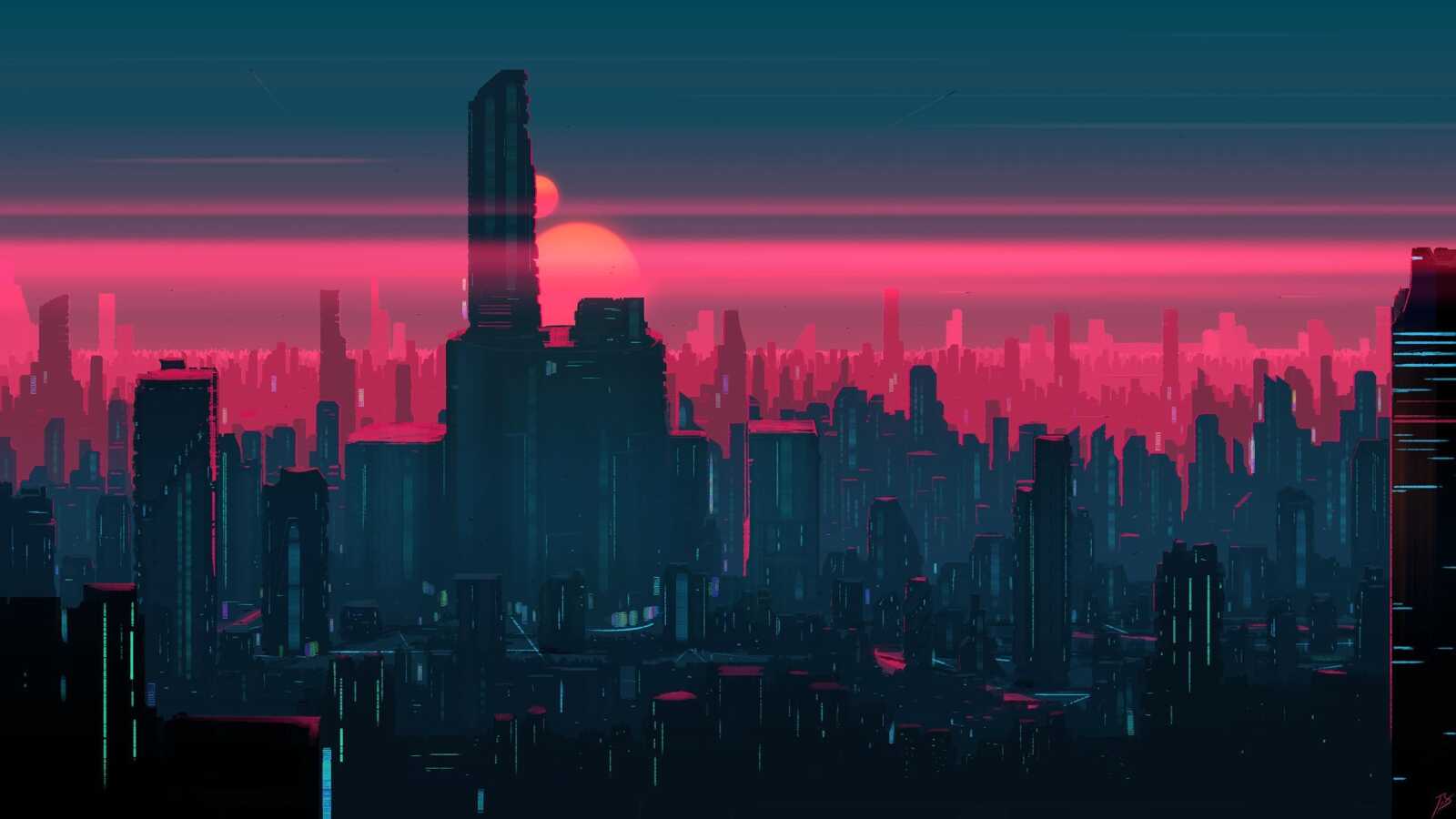 Desktop Hd Neon Skyline - Neon Skyline & Cityscape