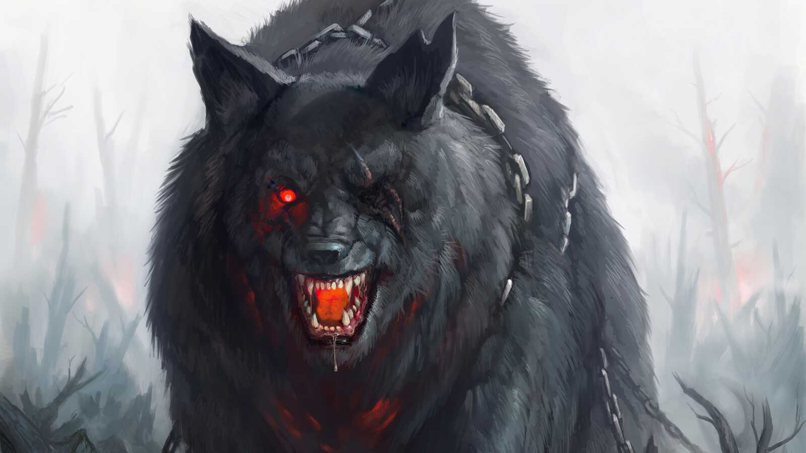 Snarling Black Wolf