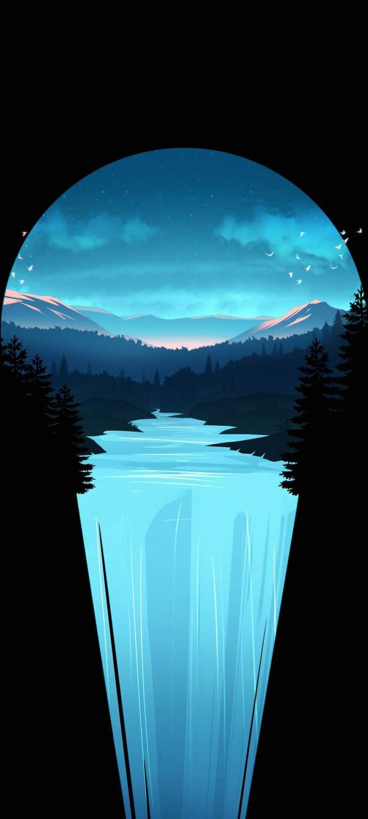 Arched Waterfall Illustration