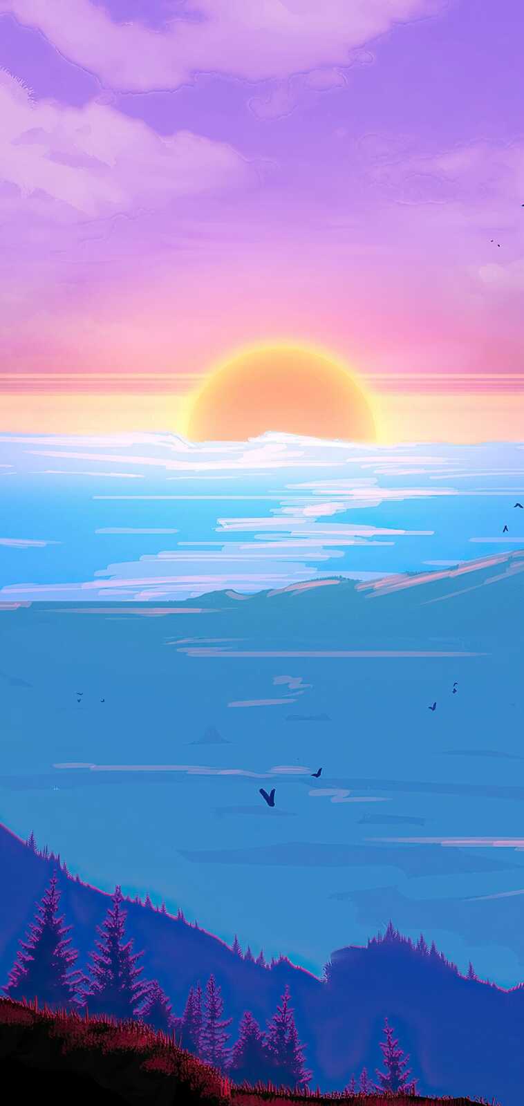 Illustrated Coastal Sunrise