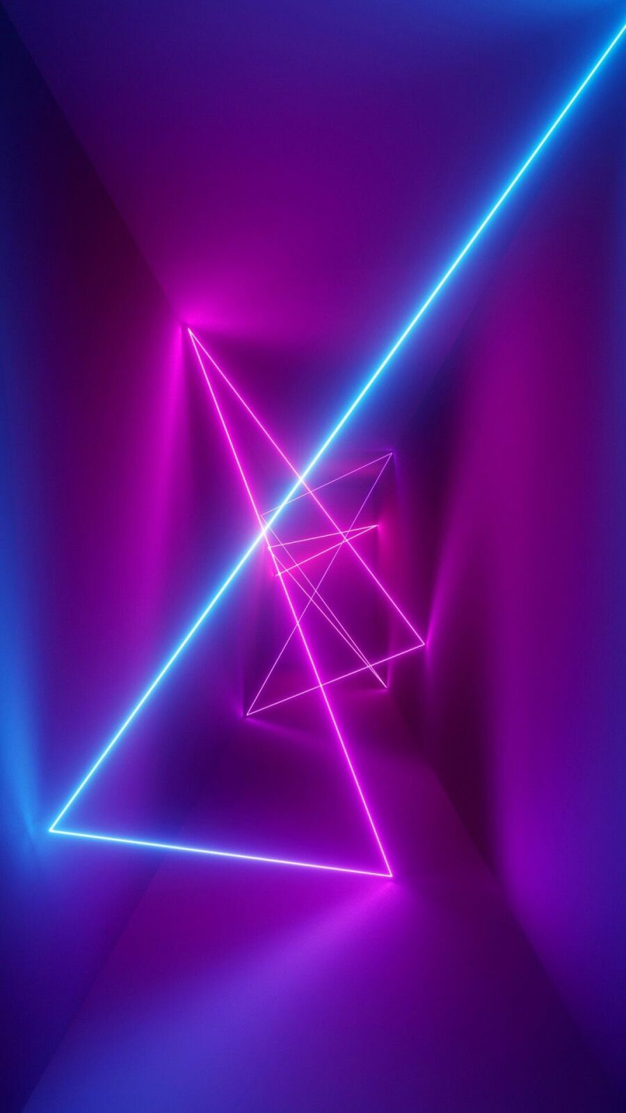 Neon Geometric Line Triangles