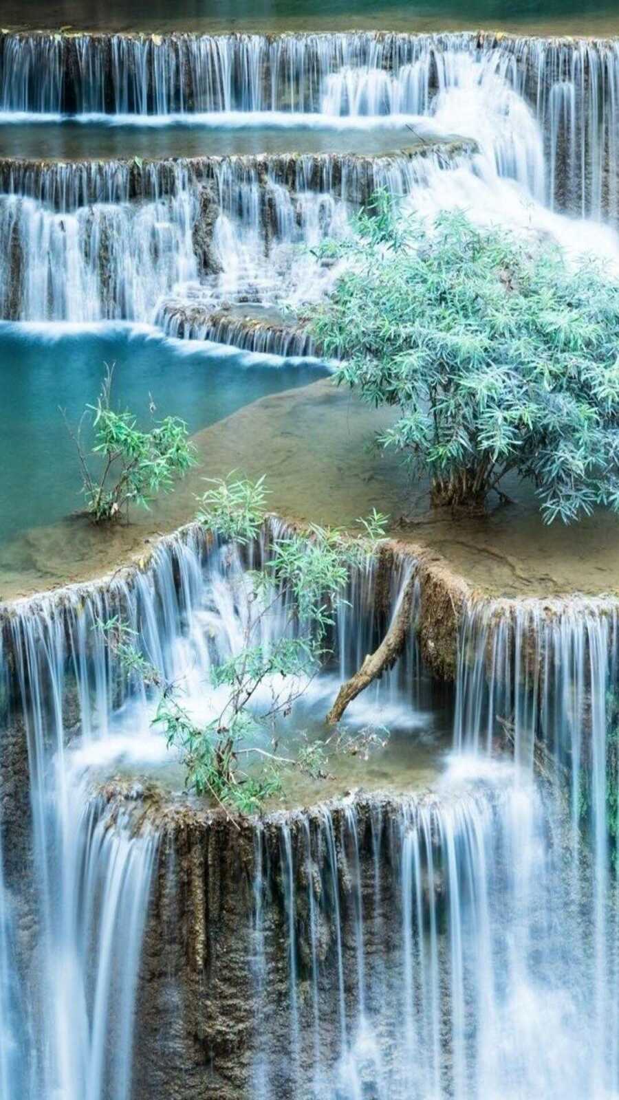 Tiered Limestone Waterfall