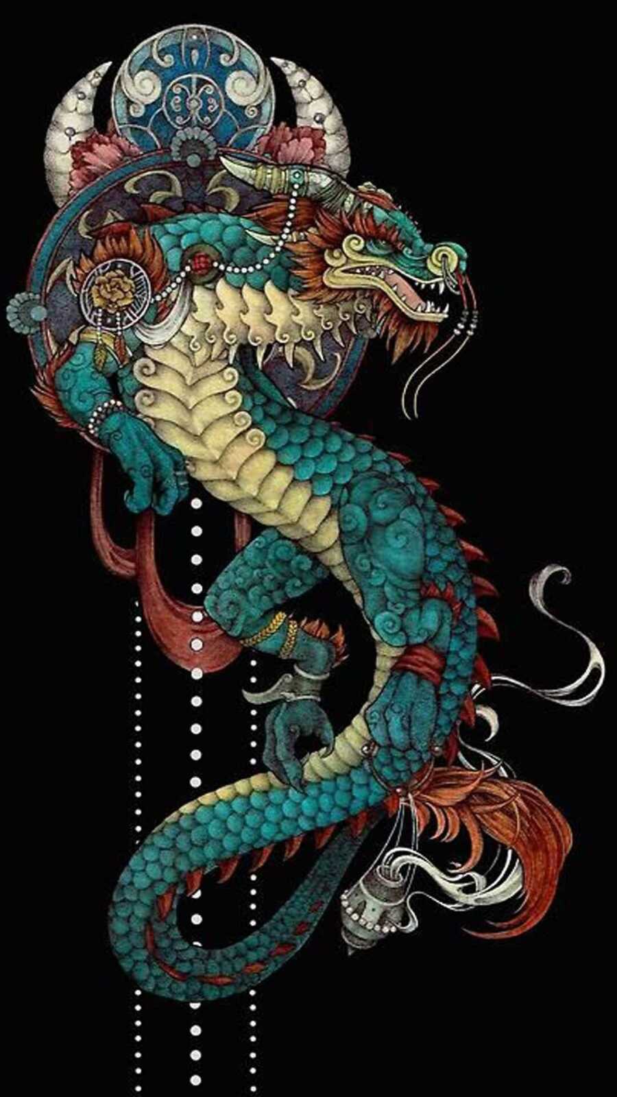 Ornate Turquoise Dragon