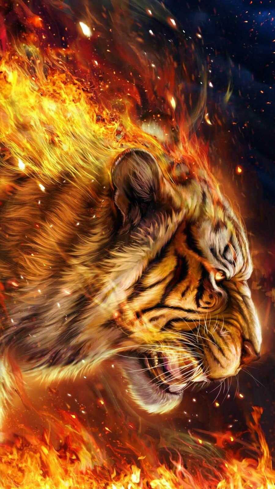Flaming Tiger Digital Art