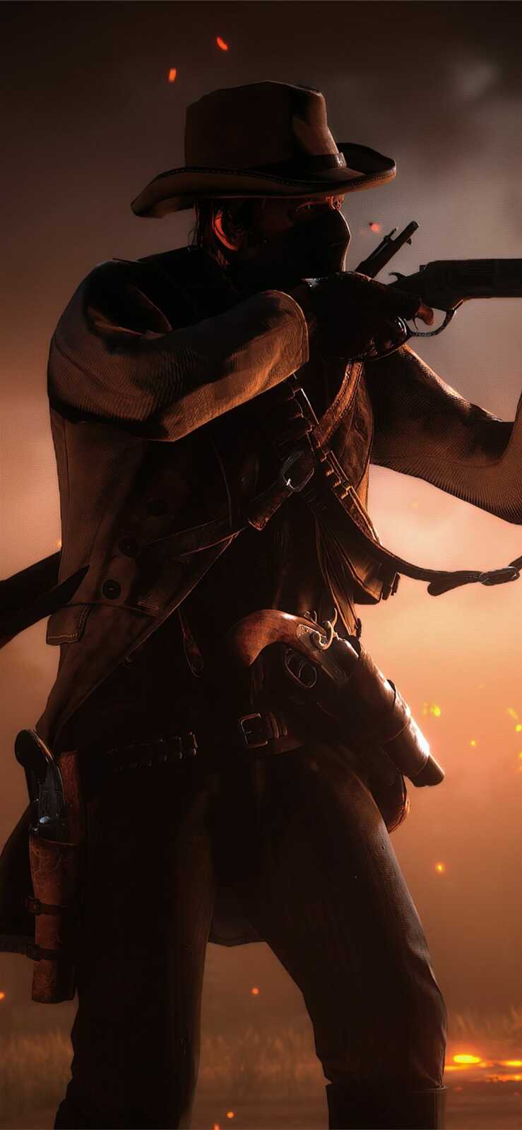 Masked Gunslinger Aiming Rifle