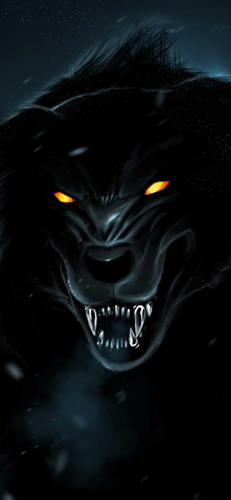 Snarling Black Wolf