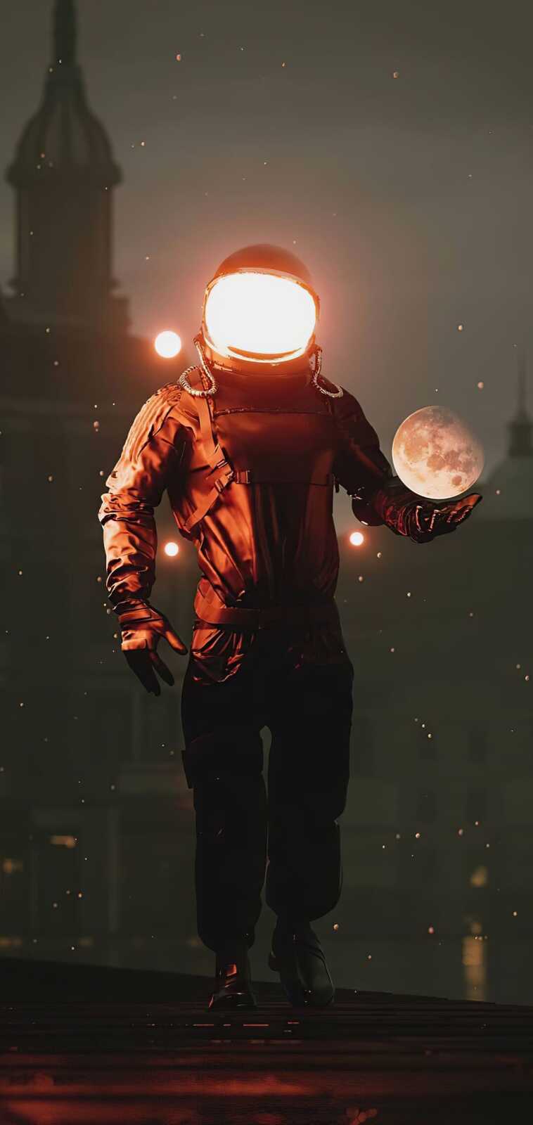 Glowing Helmet Astronaut