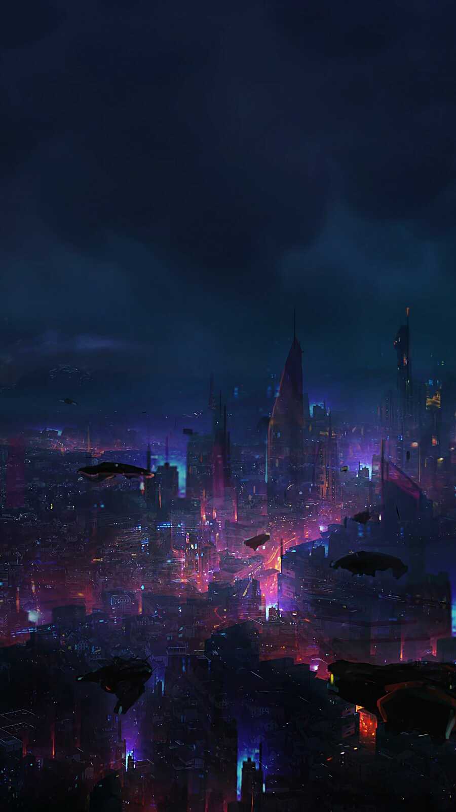 Night City Aerial View