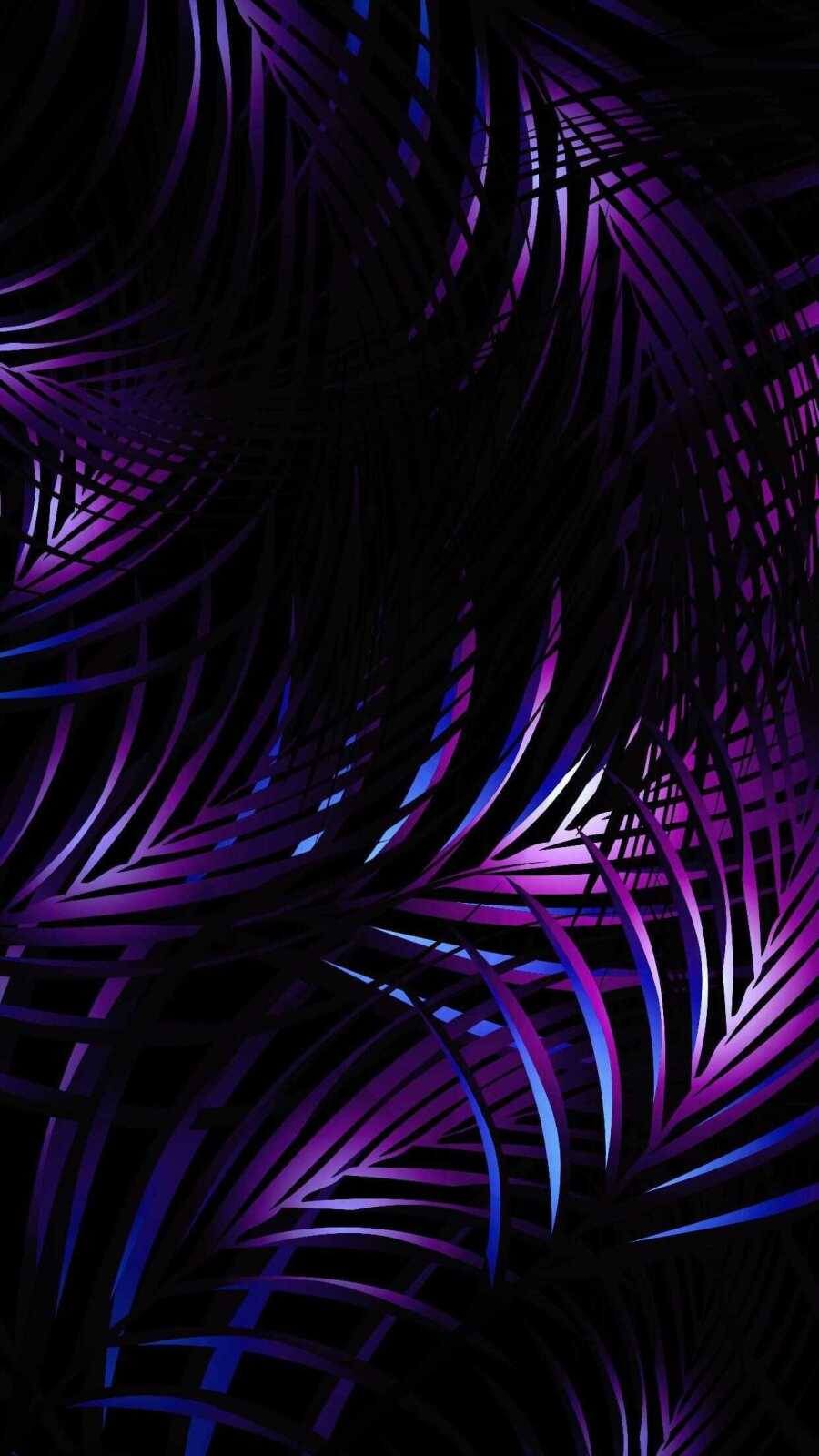 Neon-Lit Palm Fronds